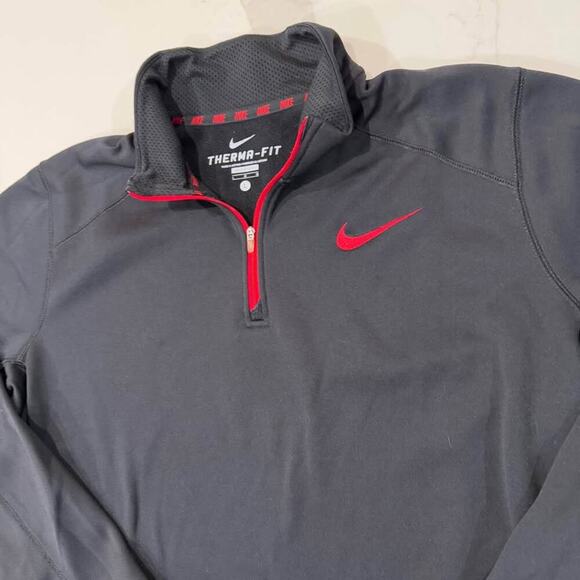 Nike Therma Fit 1/4 Zip Pullover Sweatshirt Mens Size Large Black/Red Athleisure - Picture 2 of 6